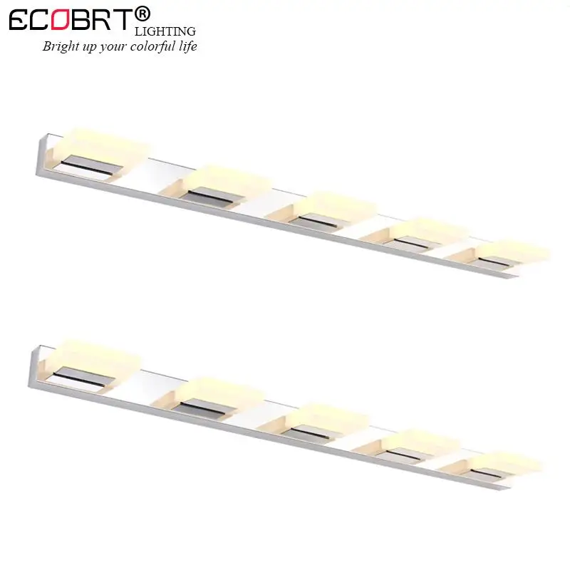ECOBRT-Stainless Steel Bathroom Mirror Lights 15W 18W LED Wall Lamps max. 115cm long for Home washroom CE ROHS 110-240V