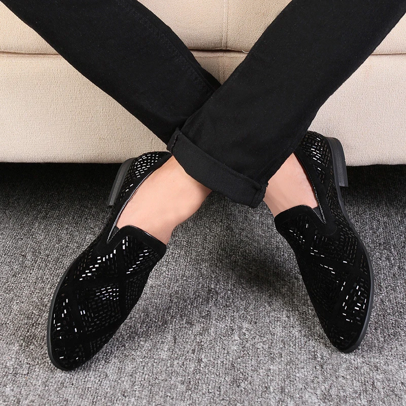 M-anxiu Luxury Rhinestone Men Loafers Handmade Leather Pointed Toe Wedding Shoes Fashion Casual Men's Dress Shoes M-anxiu Luxury Rhinestone Men Loafers Handmade Leather Pointed Toe Wedding Shoes Fashion Casual Men's Dress Shoes