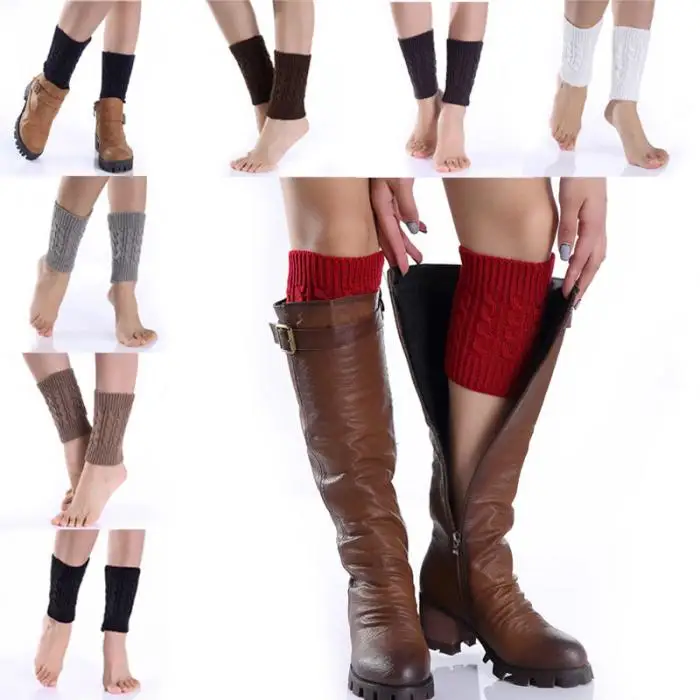 Fashion 1pair Sexy Women Ladies Leg Warmers Autumn Winter Warm Foot Boots Socks Hemp Flowers Knit Toppers Boot Short Sock Cuffs GM