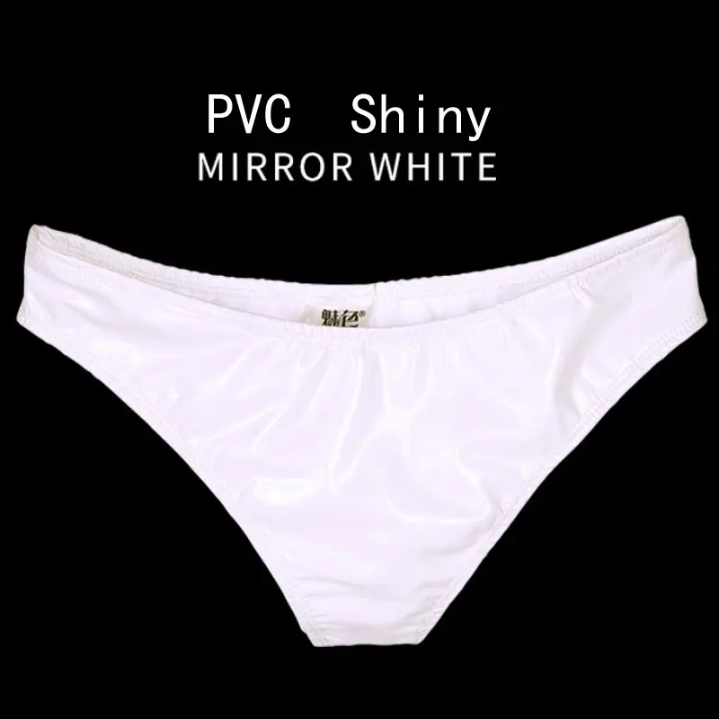 Размера плюс латекс блестящие с низкой посадкой трусики-стринги сексуальные стринги микро стринги Трусы-стринги Эротическое белье гладкой стринги одежда для сцены - Цвет: PVC Shiny White