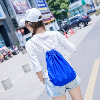 

1pcs 36cm*42cm Canvas Drawstring Bag Shopping School Book Backpack Bag Women Blue String Folding Storage Bags