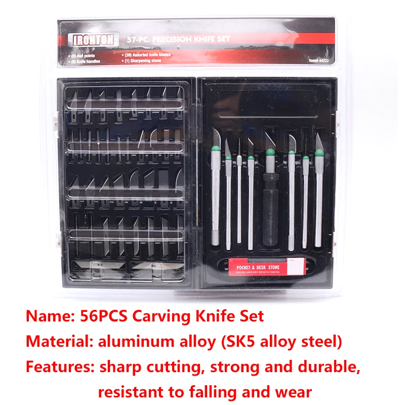 56pcs Paper Cutting Knife Carving Pen Plastic Cutter Sculpture Scalpel Knives CellPhone Notebook EVA Model DIY Hand Tools Set