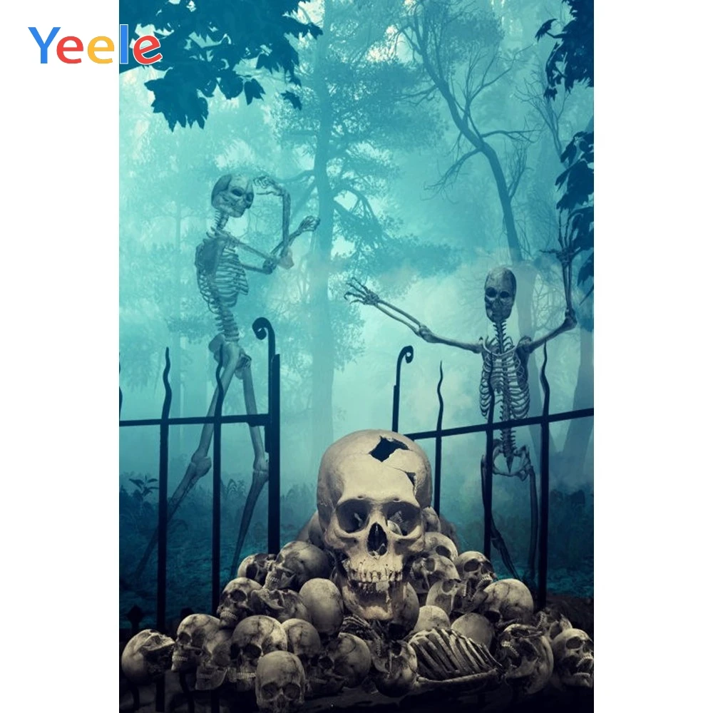 

Yeele Children Happy Halloween Party Photography Background Skull Photographic Backdrop Skeleton Photocall For Photo Studio