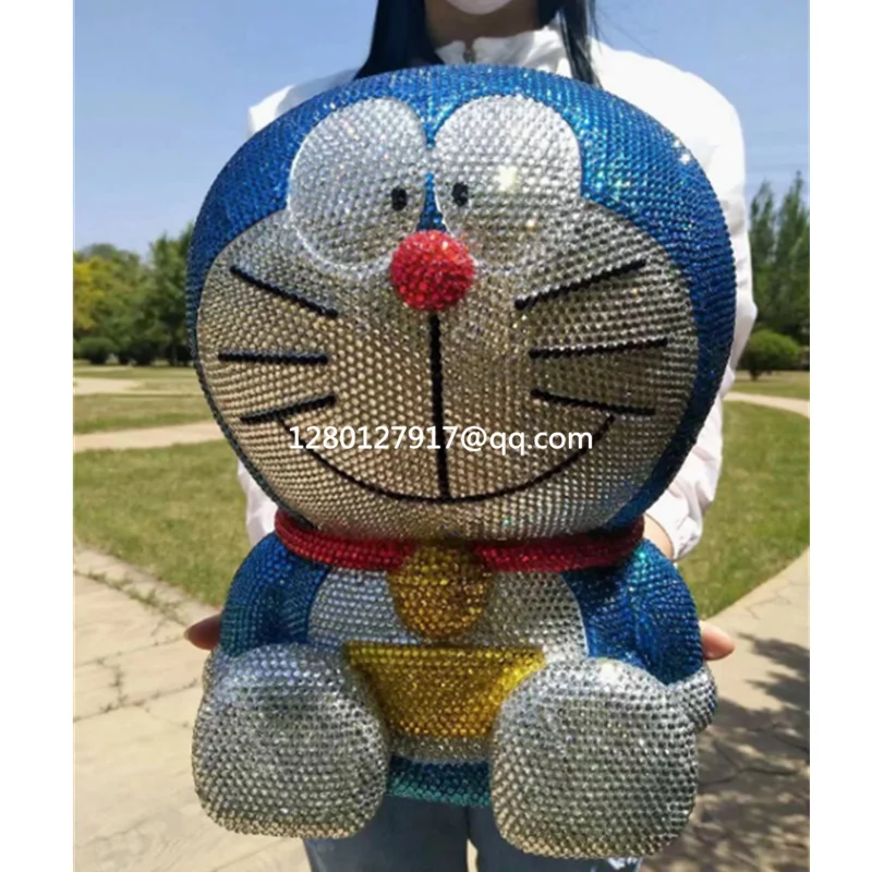 Статуя Аниме Doraemon негабаритная Копилка Jingle Cat Paste drill sit ПВХ фигурка Коллекционная модель игрушки 32 см коробка P1360
