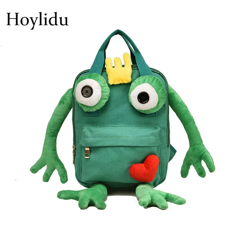 

3D Animal Cartoon Frog Backpack Women Multifunction Students School Bag for Boys Girls Creative Fashion Cute Canvas Backpacks
