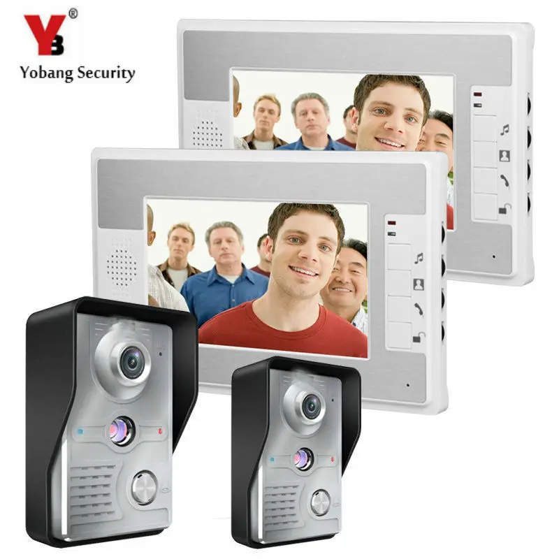 

YobangSecurity 7 Inch Wired Video Door Entry System Home Security Camera Video Door Intercoms 2-camera 2-monitor Night Vision