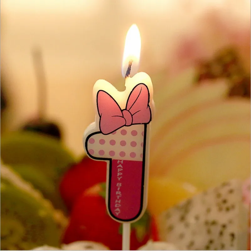 Pink 1 Розовый и голубой номер 0-9 Минни Маус свечи День рождения свечи украшения с днем рождения бабочка дизайн свечи - Цвет: Pink 1