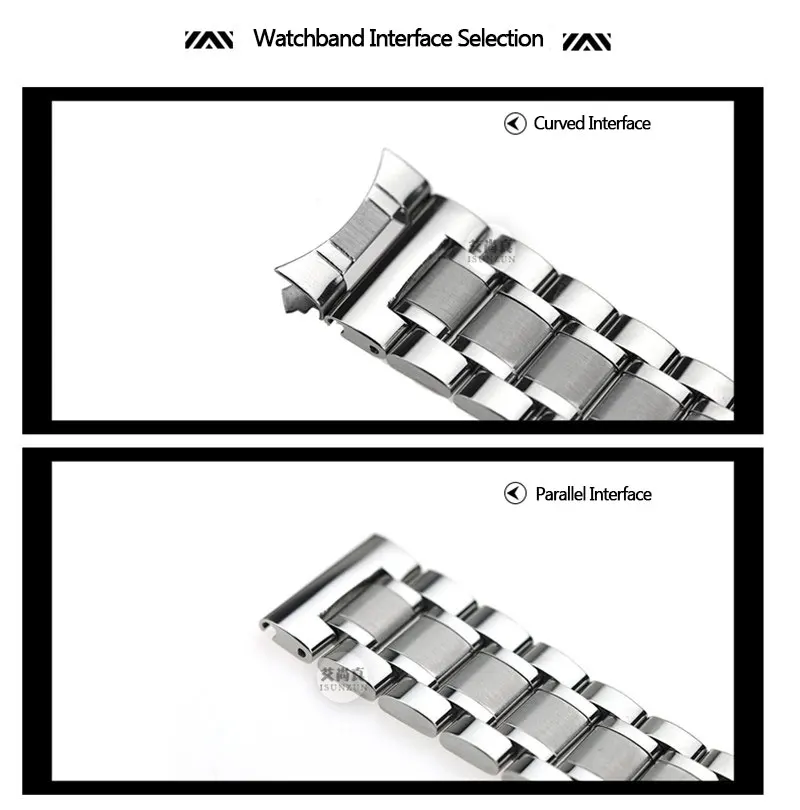 ISUNZUN ГОРЯЧИЙ ремешок из нержавеющей стали ремешок для часов для мужчин/женщин механические часы ремни бабочка пряжка 14-мм 24 мм браслет Универсальный