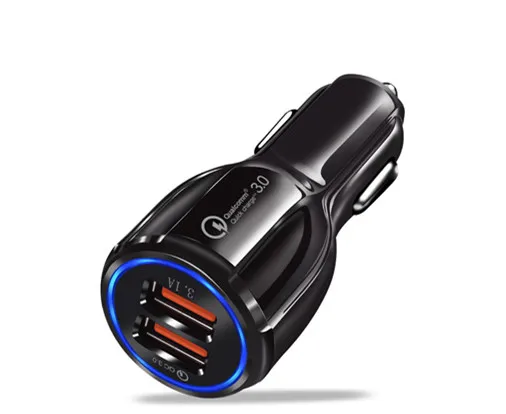 QC 3,0 Автомобильное зарядное устройство Quick Charge 3,0 двойной USB порт быстрое автомобильное зарядное устройство прикуриватель источник питания для IPhone Ipad смартфон - Тип штекера: Black Car charger