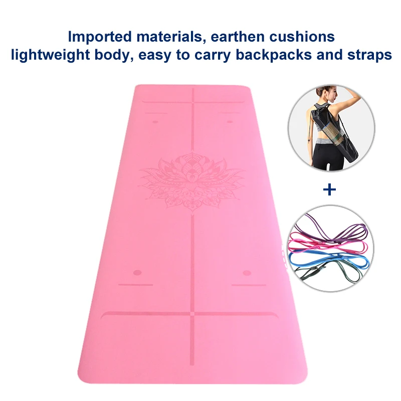 

5 MM TPE Yoga Mat With Position Line Non Slip Acupressure Exercise Mat Beginner Environmental Fitness Gym Mats With Bandages