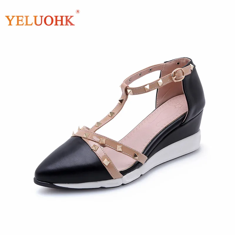

34-40 Rivet Wedges Shoes Women 2019 Spring Shoes Heel Women Pumps Platform High Heels