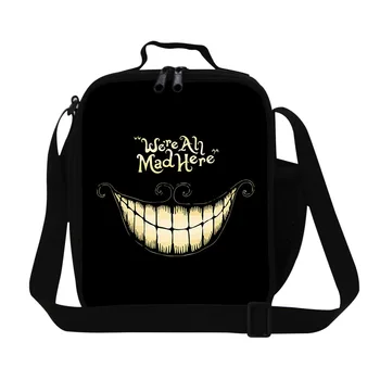 

2016 Personalized Thermo Lunch Bags We're All Mad Here Kids Cool Skull Bag Boys Thermal Insulated Lunch Box For Men Meal Package