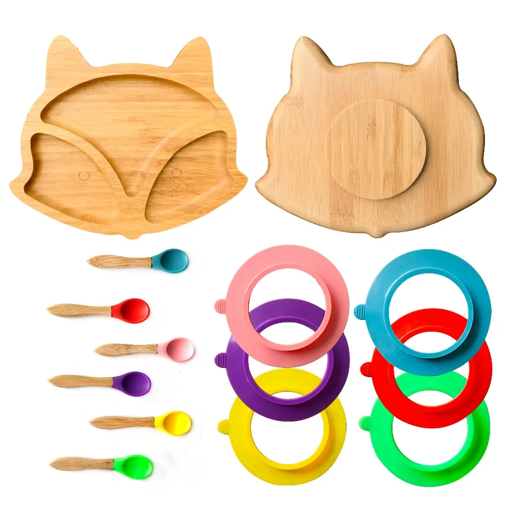 

Suction bowl Bamboo Silicone Suction Cup Baby Plate Feeding Bamboo Children Tableware Dishes Baby Bowl baby feeding bowl