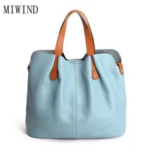Mujeres bolso Cuero auténtico hombro del totalizador del bolso cubo grande casual Tote diseñador señoras bolso Satchel Bolsos Mujer tlf132