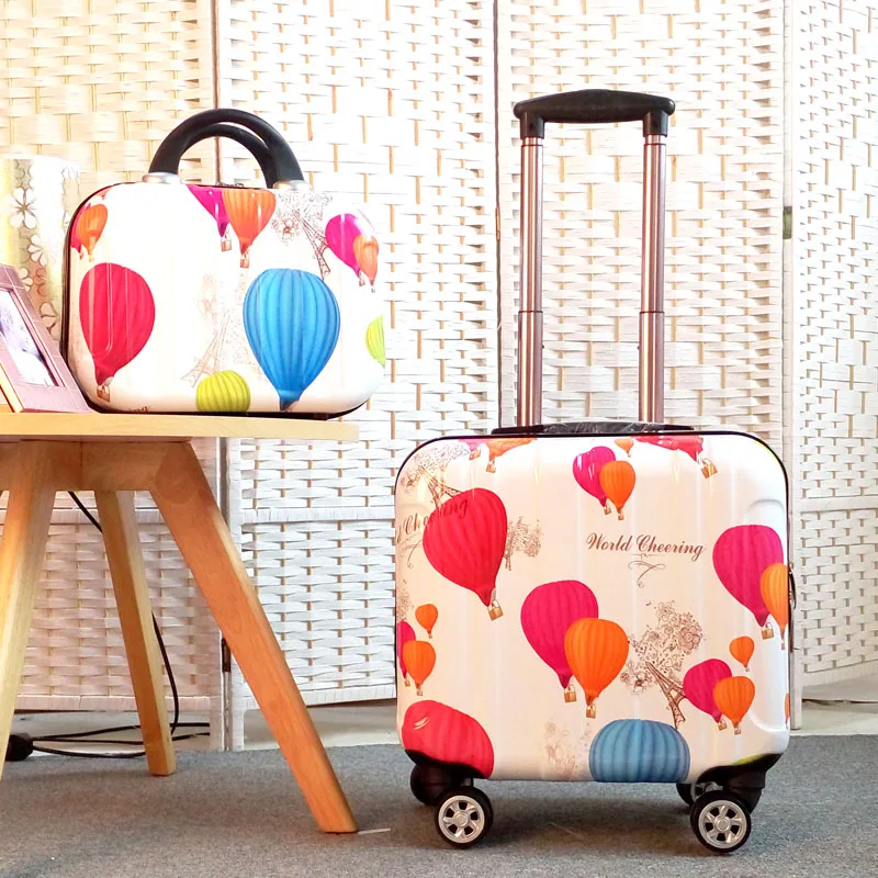

Woman Rolling luggage Set 2PCS 14+18inch suitcase trolley case ABS travel bag set student laptop box Man carry-on cosmetic case
