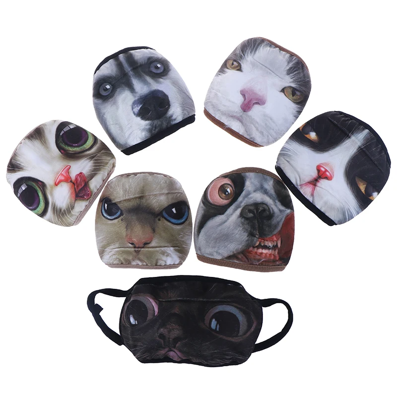 

1PC Cute Cat And Dog Anime Cartoon Mouth Mask Anti-dust/Anti-smog/Anti-PM2.5 Cotton Mask 7 Style Optional