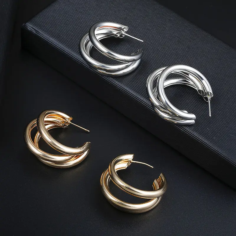 

Hot Sale Hoop Earrings for women gold color Geometric statement earring 2019 metal earing fashion Jewellery