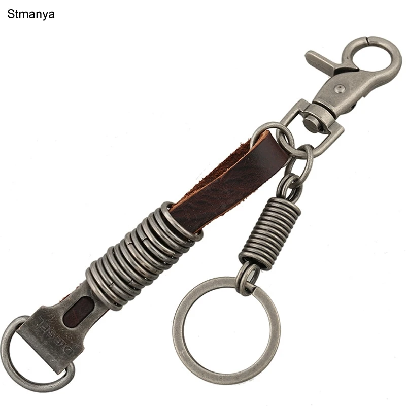 Hottest sale multifunction long leather keychain with simple unisex
