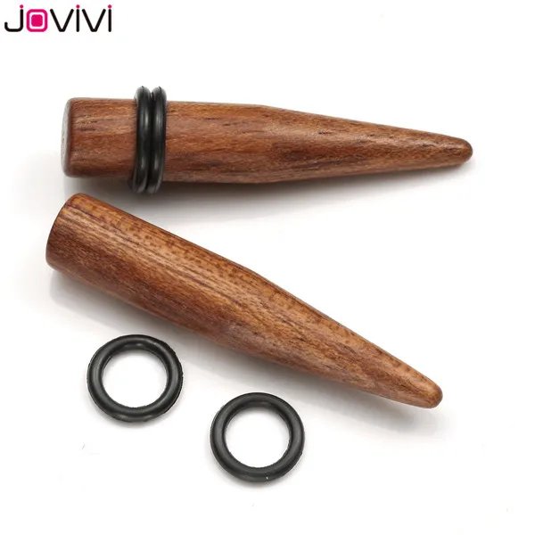 Jovivi, новинка, 2-8 шт., органические шипы из розового дерева, заглушки с силиконовым уплотнительным кольцом, ушные датчики, расширитель, растягивающийся, 5 мм-10 мм, пирсинг для ушей - Окраска металла: 1pair 8mm