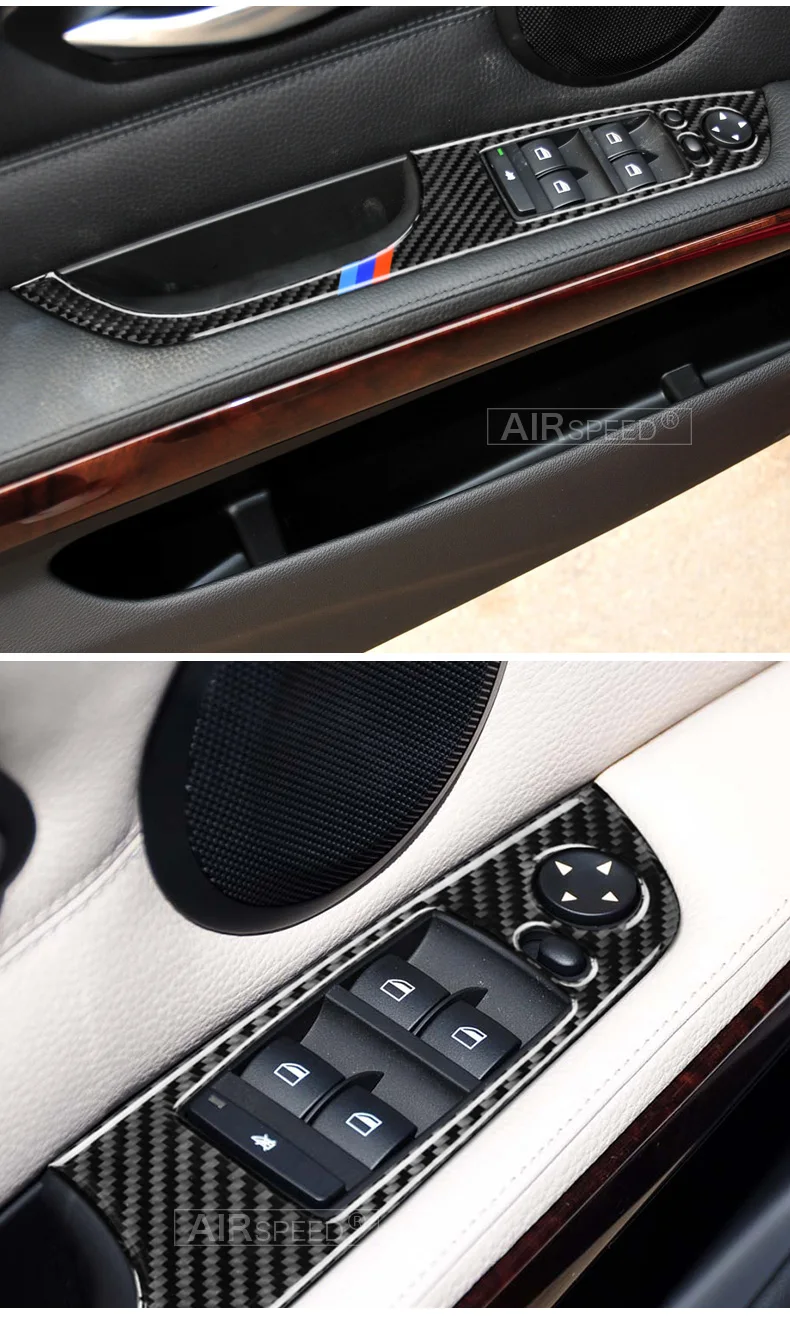 BMW 3 Series E90 E93 Accessories LHD Car Interior Carbon Fiber Door Window Switch Panel Cover Trim Car Styling (7)