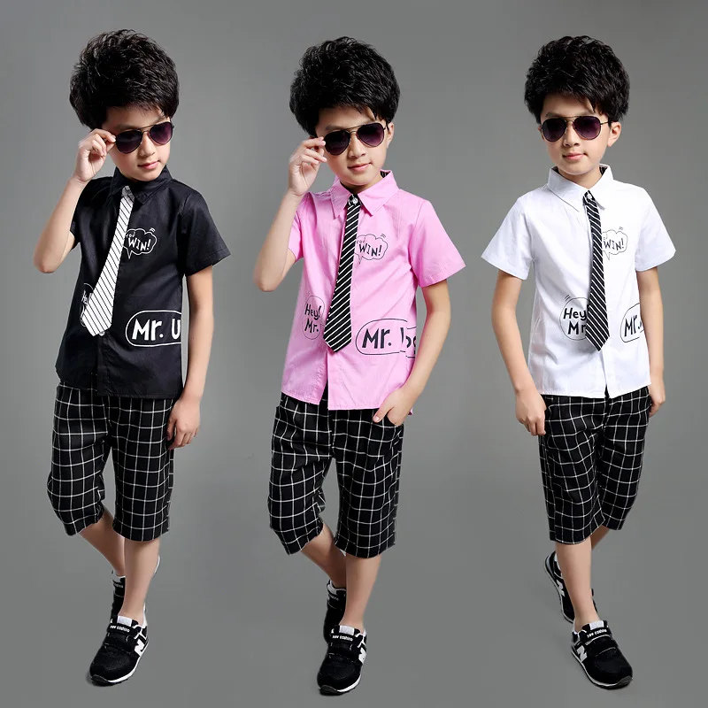 Kids boy Costumes Summer Clothes Set for boys age 4 13 Fashion Cotton