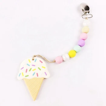 

Bite Bites Silicone Ice Cream Teether Pacifier Clip Teething Toy Baby Carrier Food Grade Jewelry Accessory Carrier Baby Teether