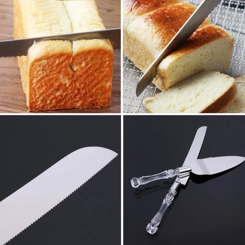 2pcs/set New Wedding Cake Cutting Server Set Stainless Steel Anniversary Parties Tableware