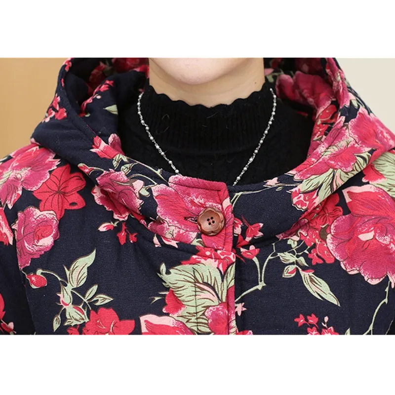 Winter Jacket Women 2018 New Autumn Winter Big Size 6XL Cotton-padded Coat Female Thick Printing Casual Plus Velvet Jacket S125
