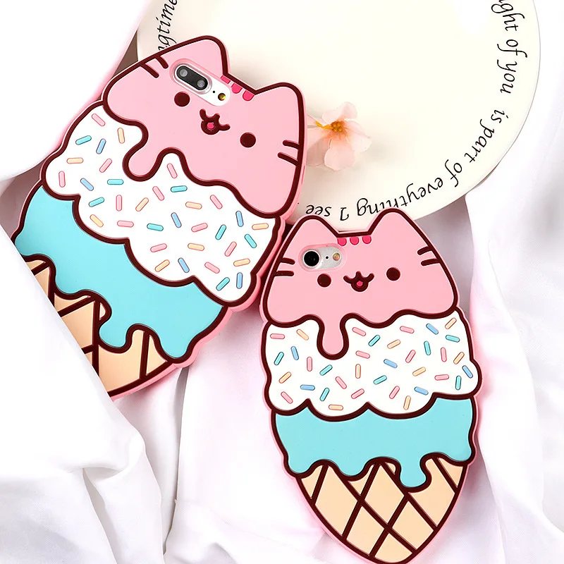 

Fashion Soft Silicone Ice Cream Cat Cute Cover Case for IPhone XS Max XR X 6 6S 7 8 Plus 8 TPU Phone Cases & Covers