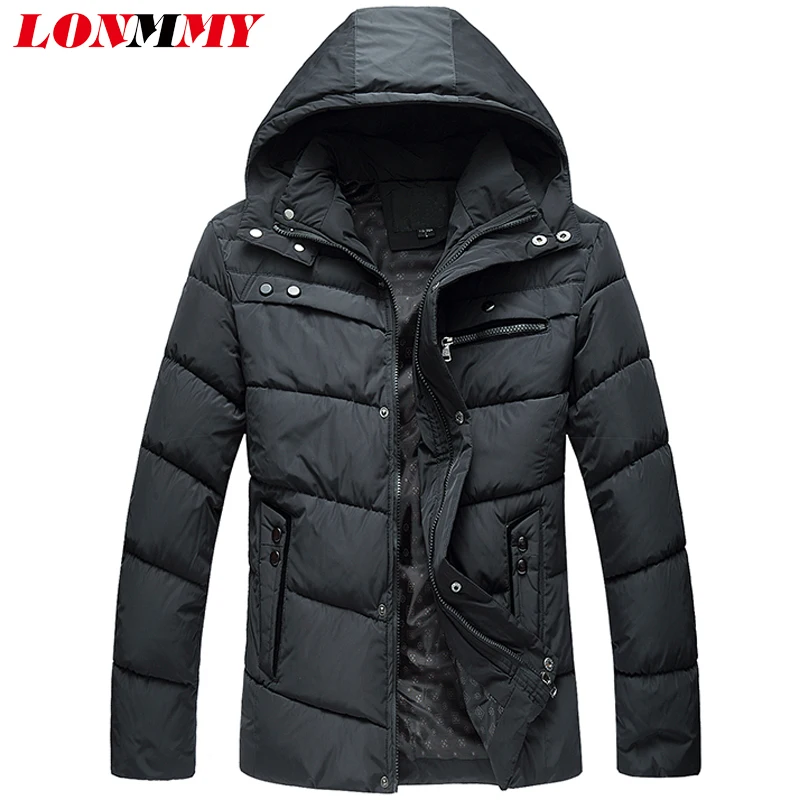 LONMMY L 4XL Mens winter parkas Black Green parka men coats and jackets