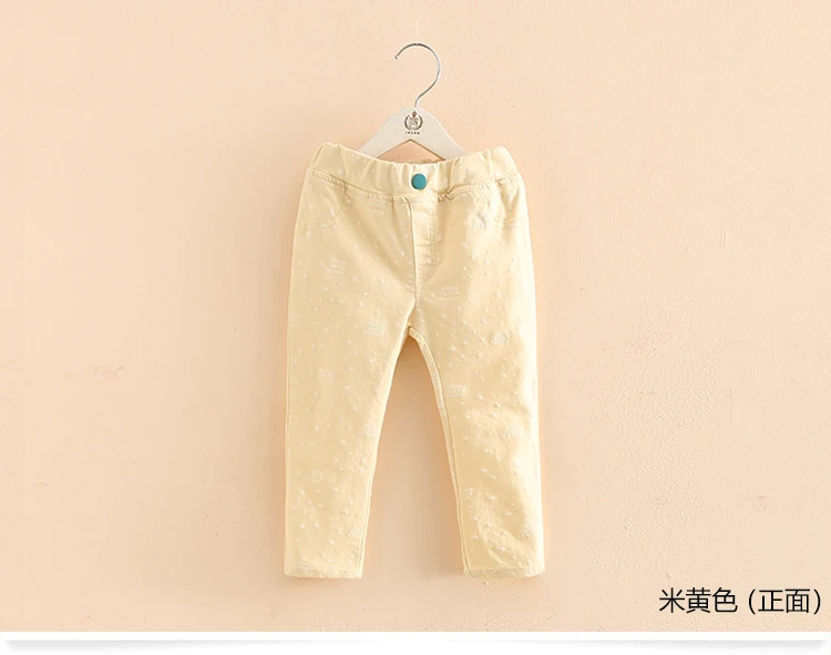 2018 3-12T Years Kids Children Cotton Solid Color Star Print Basic Elastic Capri Little Girl Tight Pants Spring Autumn Trousers (3)
