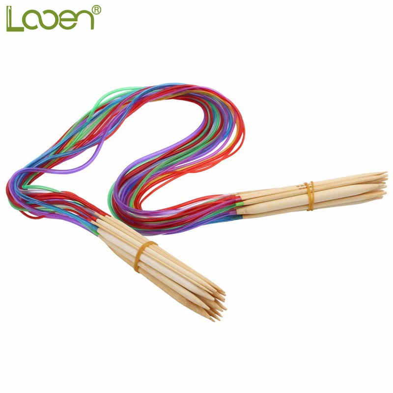 

New Multi-color 2.0mm-10mm 18Pcs/set 32" 80cm Eco-Friendly Double Point Bamboo Annular Knitting Needles Crafts Yarn tool Sets