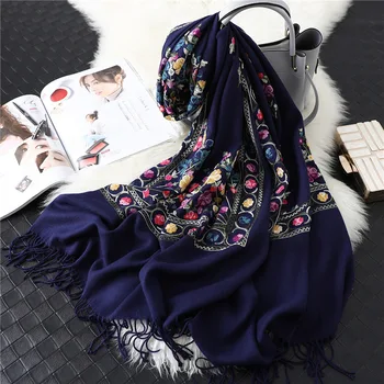 

2020 Designer Brand Women Scarf Winter Embroidery Cashmere Scarves Lady Shawls And Wraps Female Blanket Pashmina Foulard Femme