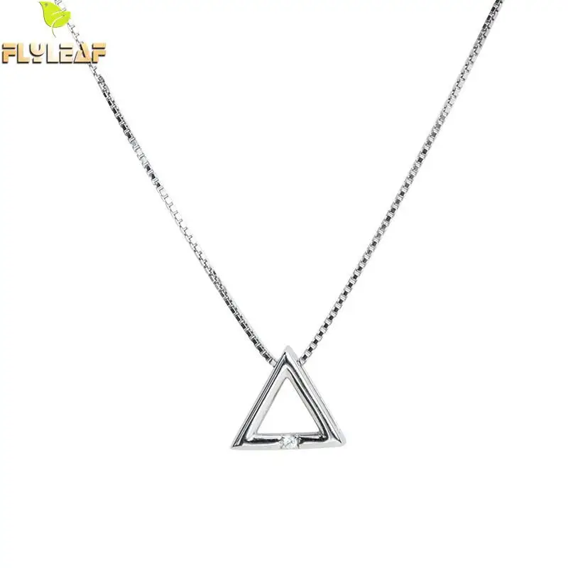 

Flyleaf 100% 925 Sterling Silver Geometric Triangle Pendant Necklaces For Women Fashion Party Jewelry