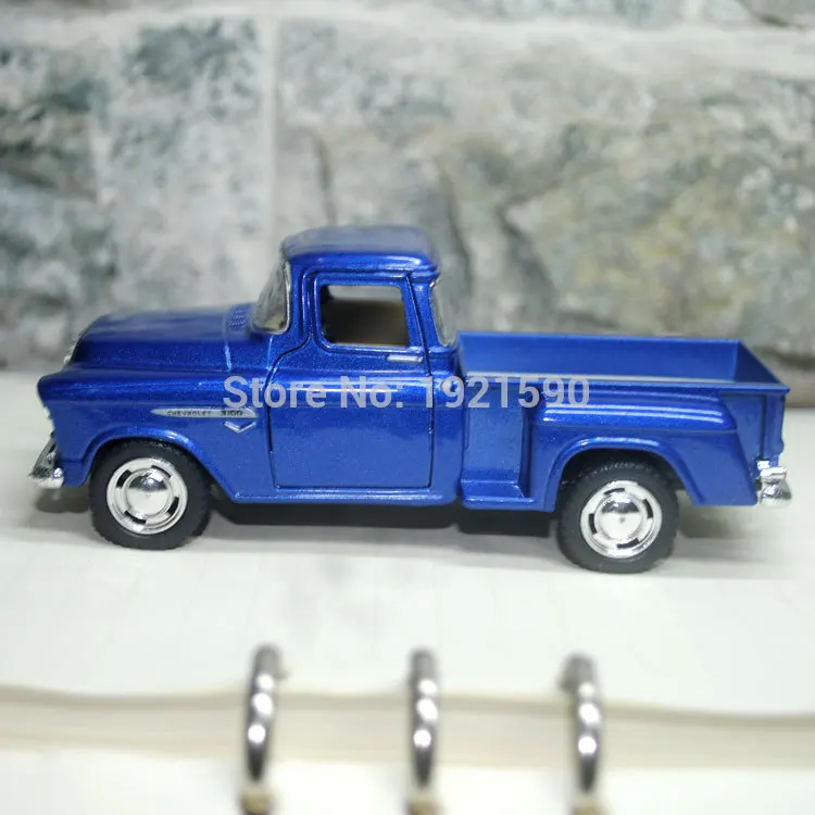 YJ KT 1/32 Scale, игрушки для автомобиля с оттягиванием, США 1955, Chevy Stepside, пикап, литая металлическая модель автомобиля, игрушка для подарка/коллекции/детей