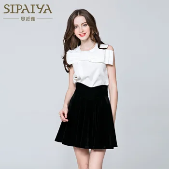 

SIPAIYA New Fashion Korean All-match Womens Blouses Summer Ladies 2017 Bowknot Front Blouse Sleeveless Top Women Formal Shirts