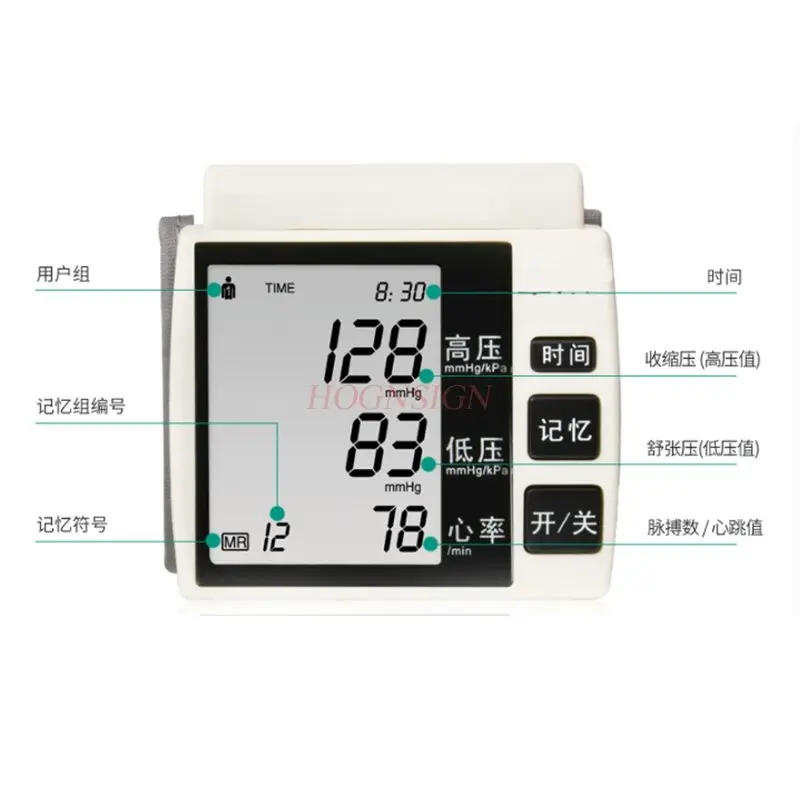 

Automatic Electronic Sphygmomanometer Meter Home Wrist Voice Intelligent Large Screen Blood Pressure Monitor Arm Measurement