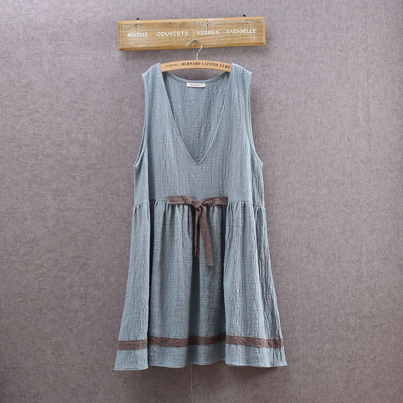 

Bohemian Hippie Boho Vintage Retro Cute Rockabilly Mori Girl A Line Cotton Linen Sweat Embroidery Women Spring Fall Tank Dress