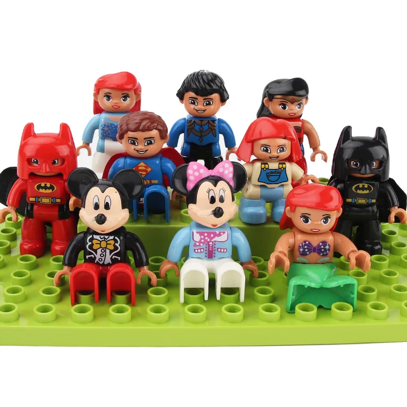 Большие размеры строительные блоки Микки Минни Бэтмен Супермен мультфильм фигурки совместимы с Duplos кирпичи игрушки детские подарки