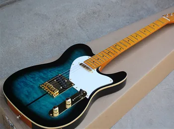 

Factory Custom Shop Blueburst Vintage Maple Fingerboard Basswood Body Dog Electric Guitar Golden Hardware