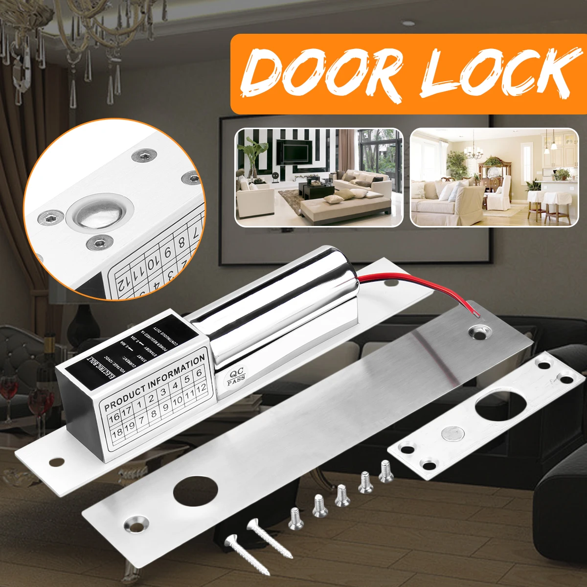 

1 Pcs 12V Constant Temperature Electric Lock 2-wire Room Temperature Lock Electromagnetic Lock Drop Door Access Control for Home