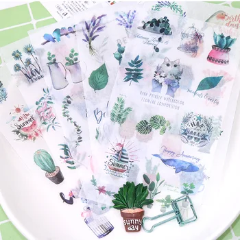 

6 pcs/lot Green Fresh Plants Bullet Journal Decorative Stickers Scrapbooking DIY Diary Album Stick Lable Japanese stationery