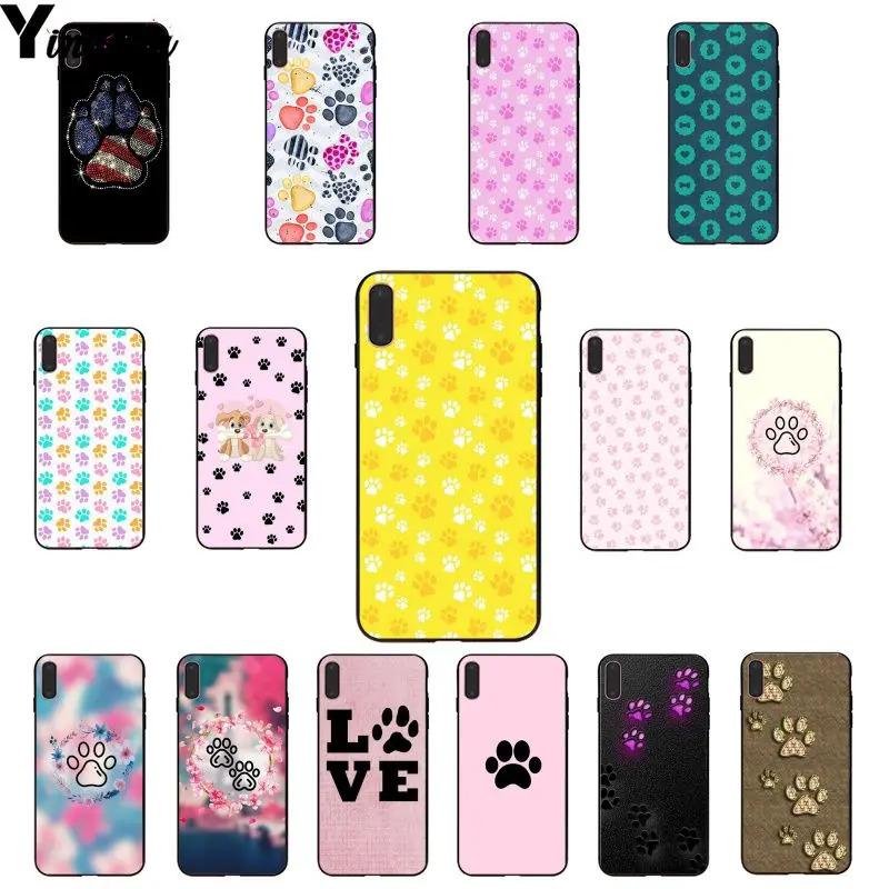 

Yinuoda Dog paw Footprint Pattern Soft Rubber black Phone Case for Apple iPhone 8 7 6 6S Plus X XS MAX 5 5S SE XR Cover