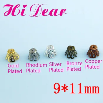 

9*11mm Gold/Silver/Rhodium/Bronze Plated Metal Filigree Goblet Flower Bead Caps DIY Fashion Jewelry Findings Making Accessories