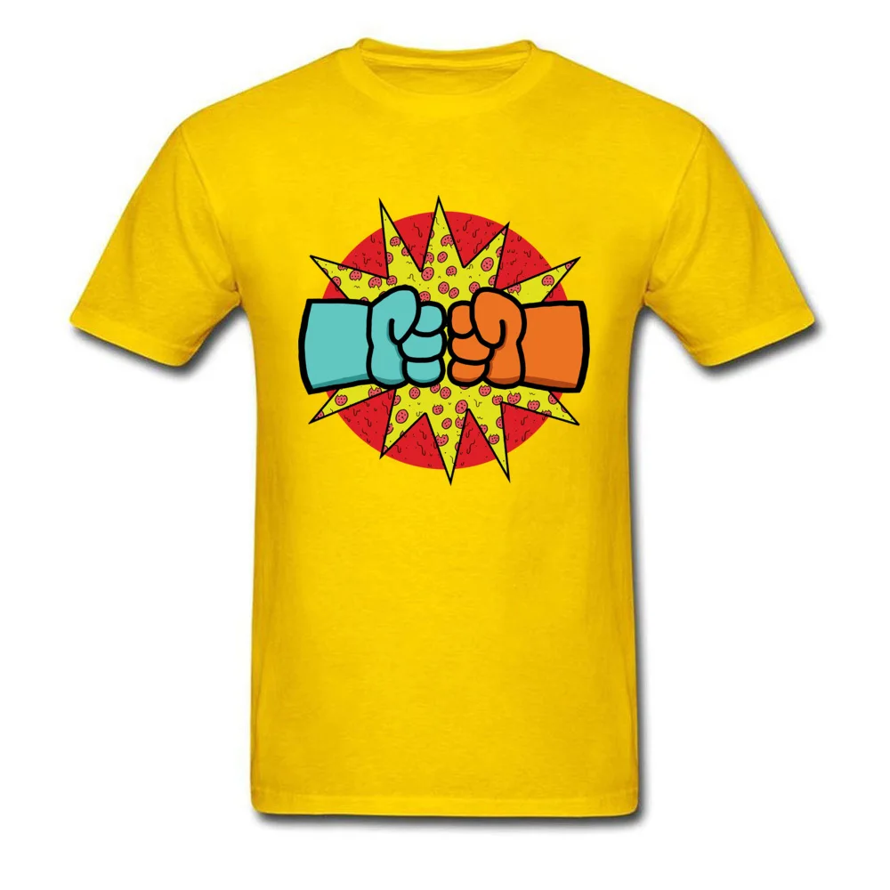 Pizza Fists No Crust Crew Neck T Shirt Summer Autumn Tops Tees Short Sleeve Hot Sale 100% Cotton Leisure T Shirts Funny Men Pizza Fists No Crust yellow