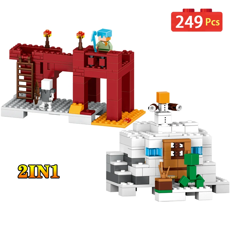 

249PCS My World Figures Building Blocks 2 in 1 My World Garden Educational Children Toys Compatible Legoeding Minecraft City