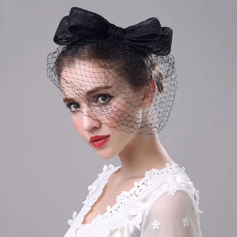 Элегантный Для женщин свадебные Шапки и fascinators с большой бант свадебные вечерние подарки черный/белый головной убор повязка леди Уход за кожей лица покрывал