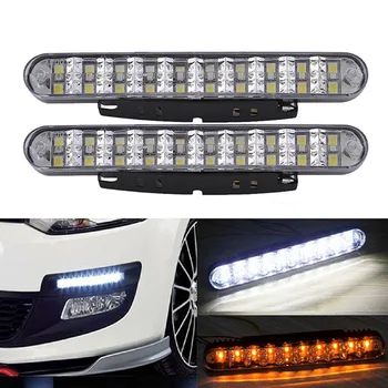 

2pcs 30 SMD LED Car Auto Daytime Running Lights White DRL and Yellow Turn Signal Lamp Car Styling Light Sourse Parking 12V
