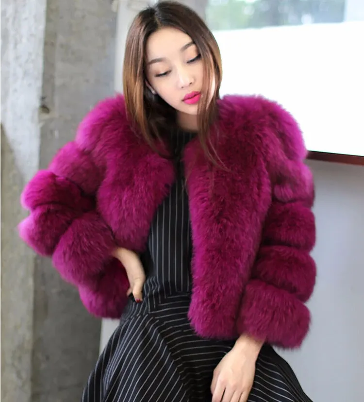 LET-SETTING hot sale winter coat fur imitation fox fur short section of loose long-sleeved jacket Large size women womens parka coat