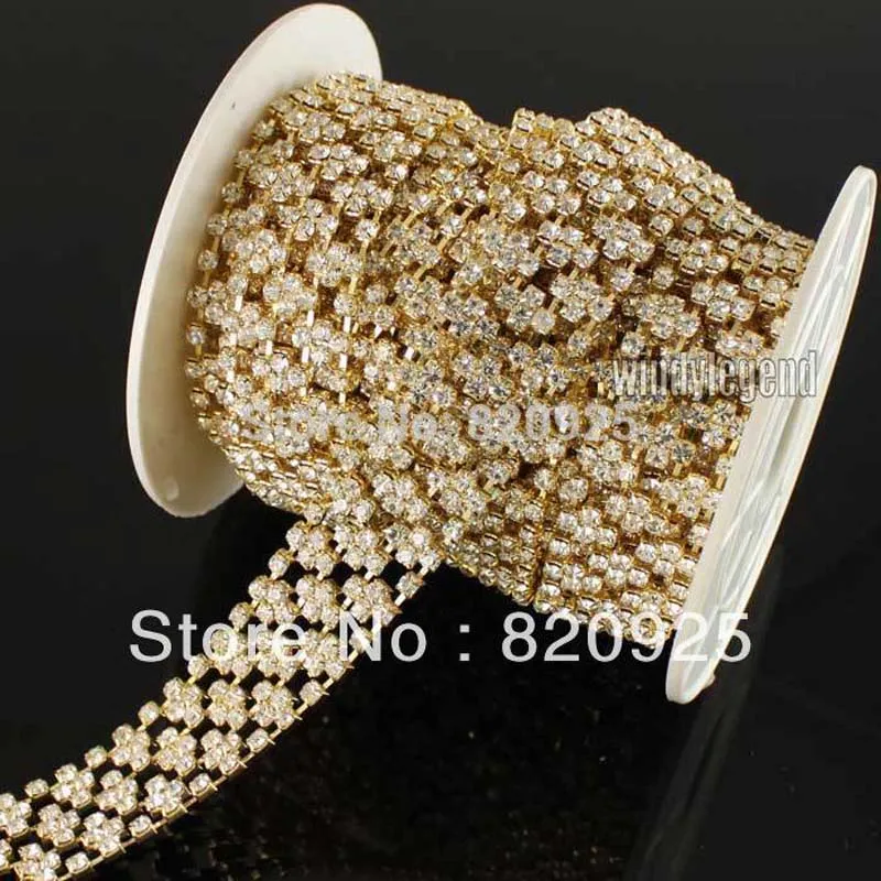 Buy 1yds Stunning Clear Gold Crystal Rhinestone Trim